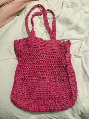 Pink Crochet Tote Bag - Women Bags
